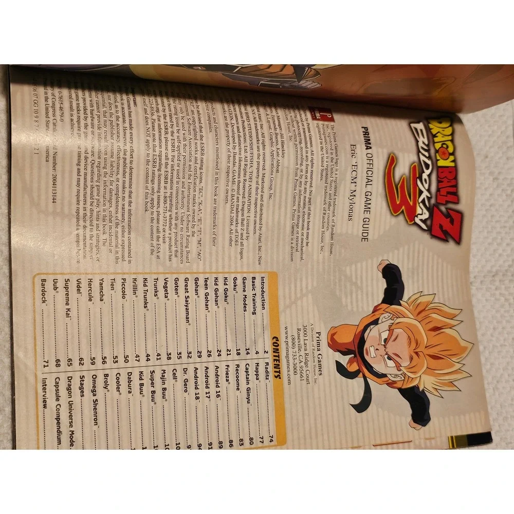 Dragon Ball Z Budokai 3 Prima Official Game Guide PS2 Strategy Book 2004 DBZ